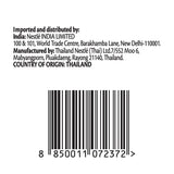 Bar code and text indicating import and distribution details on a white background