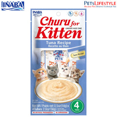 INABA Churu for Kitten Tuna Recipe packaging on a white background