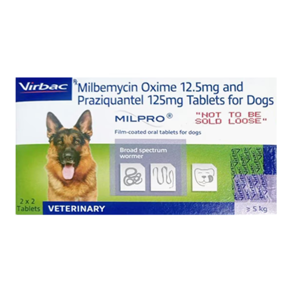 Virbac Milpro Dewormer for Dogs (above 5kg) 2x2 Tablets - Dspetstore.com