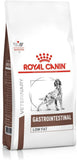 Royal Canin Veterinary Gastrointestinal Low Fat dog food packaging on a white background