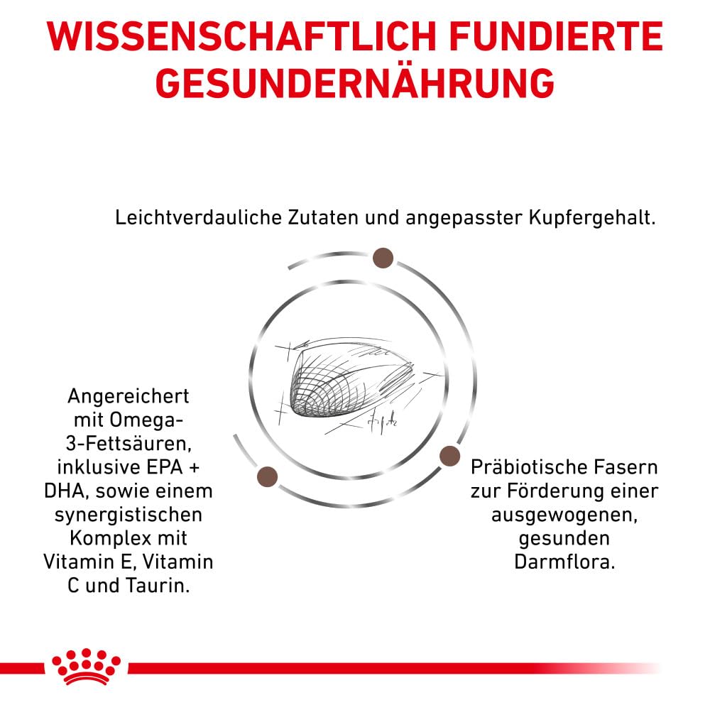 Product label with text in German about scientifically based nutrition, featuring a fish illustration and text about omega-3 fatty acids and vitamins.