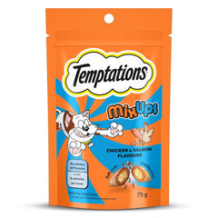 Temptations cat treat package with orange background