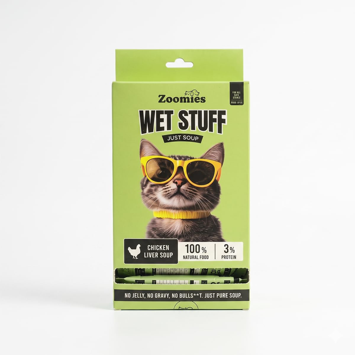 Zoomies Wet Stuff Chicken Liver Cat Soup 50g pouch front view