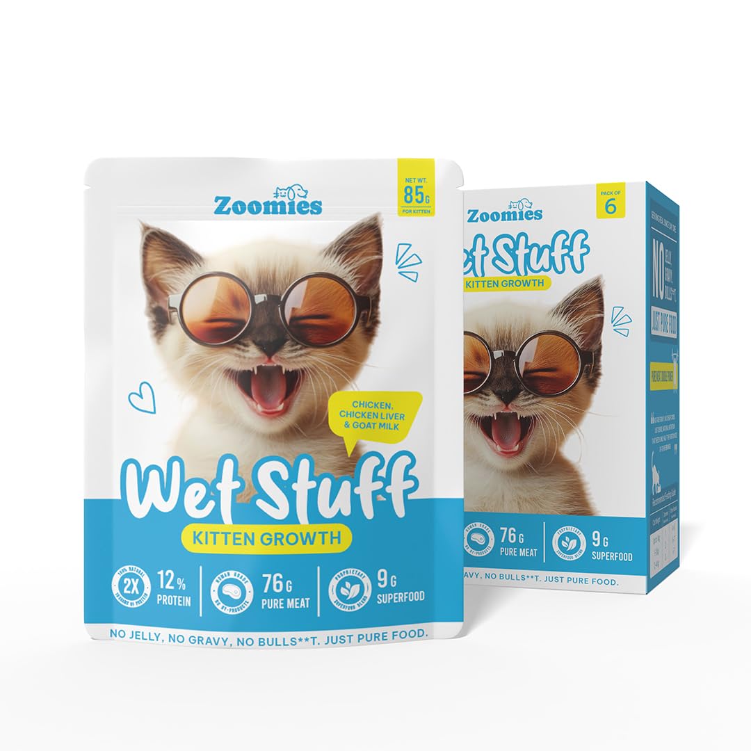 Zoomies Wet Stuff Kitten Growth Wet Food for Kittens 85g pouch front view