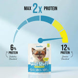 Cat bowl filled with Zoomies Wet Stuff Kitten Growth Wet Food 85g