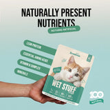 Cat bowl filled with Zoomies Wet Stuff Lite Wet Cat Food Chicken Broth