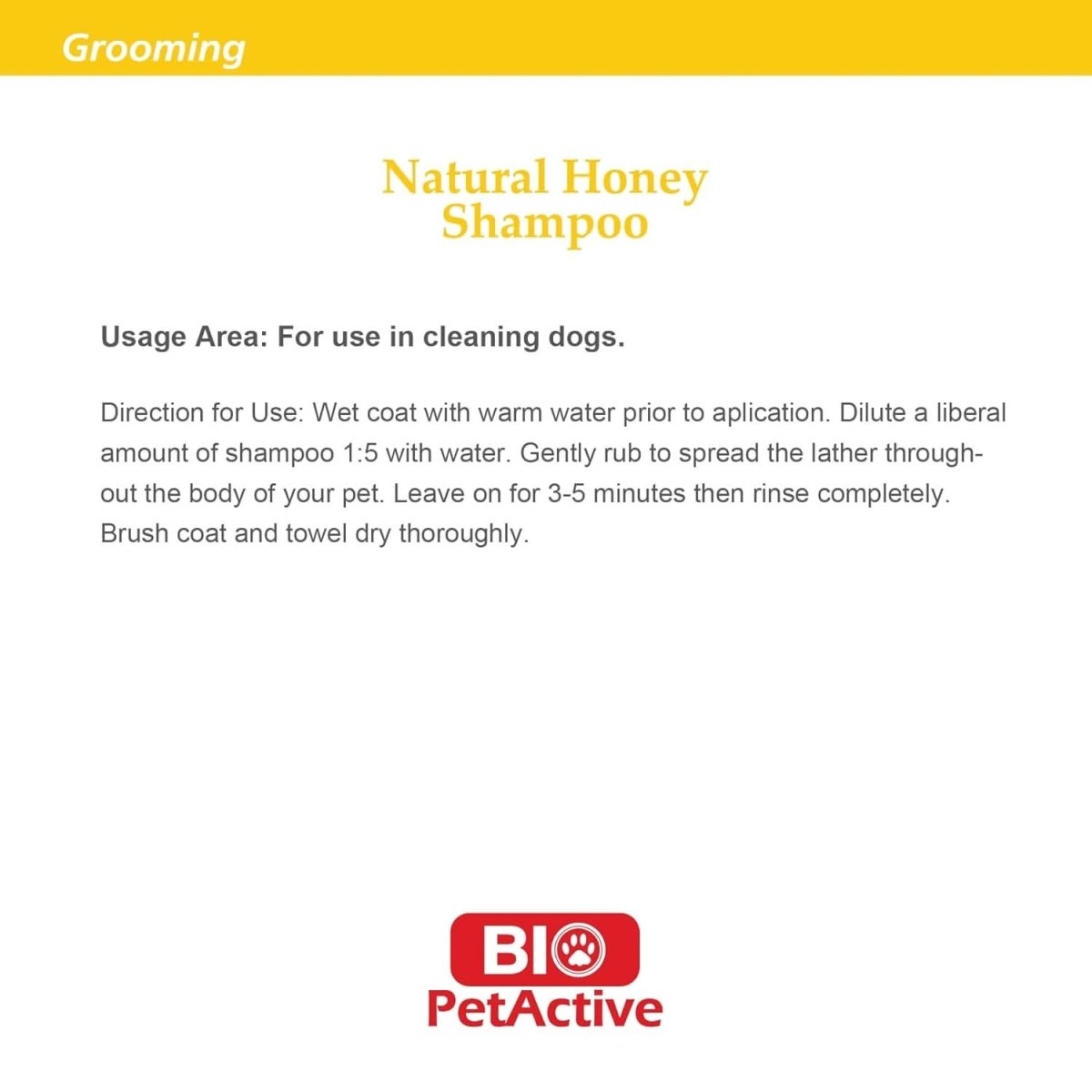 Bio Pet Natural Honey Extract Shampoo for Dogs (250ml) - dspetstore.com
