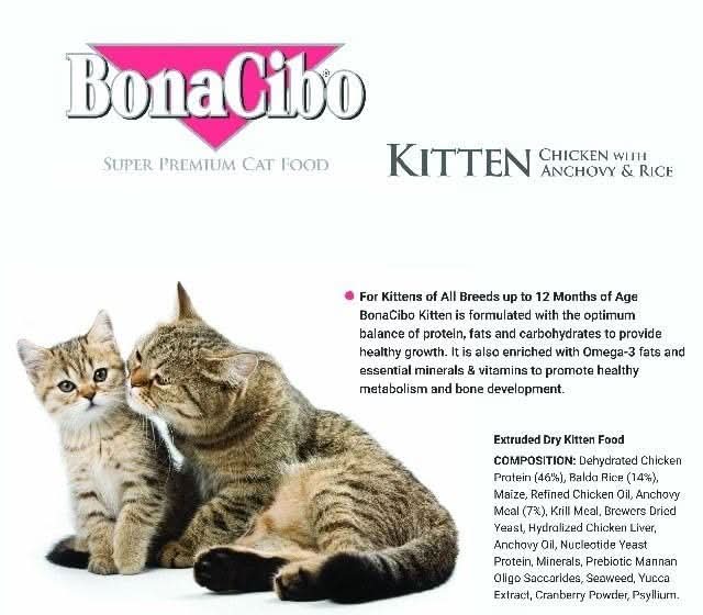 Bonacibo Kitten Food Chicken With Anchovy and Rice, 1.5kg - dspetstore.com