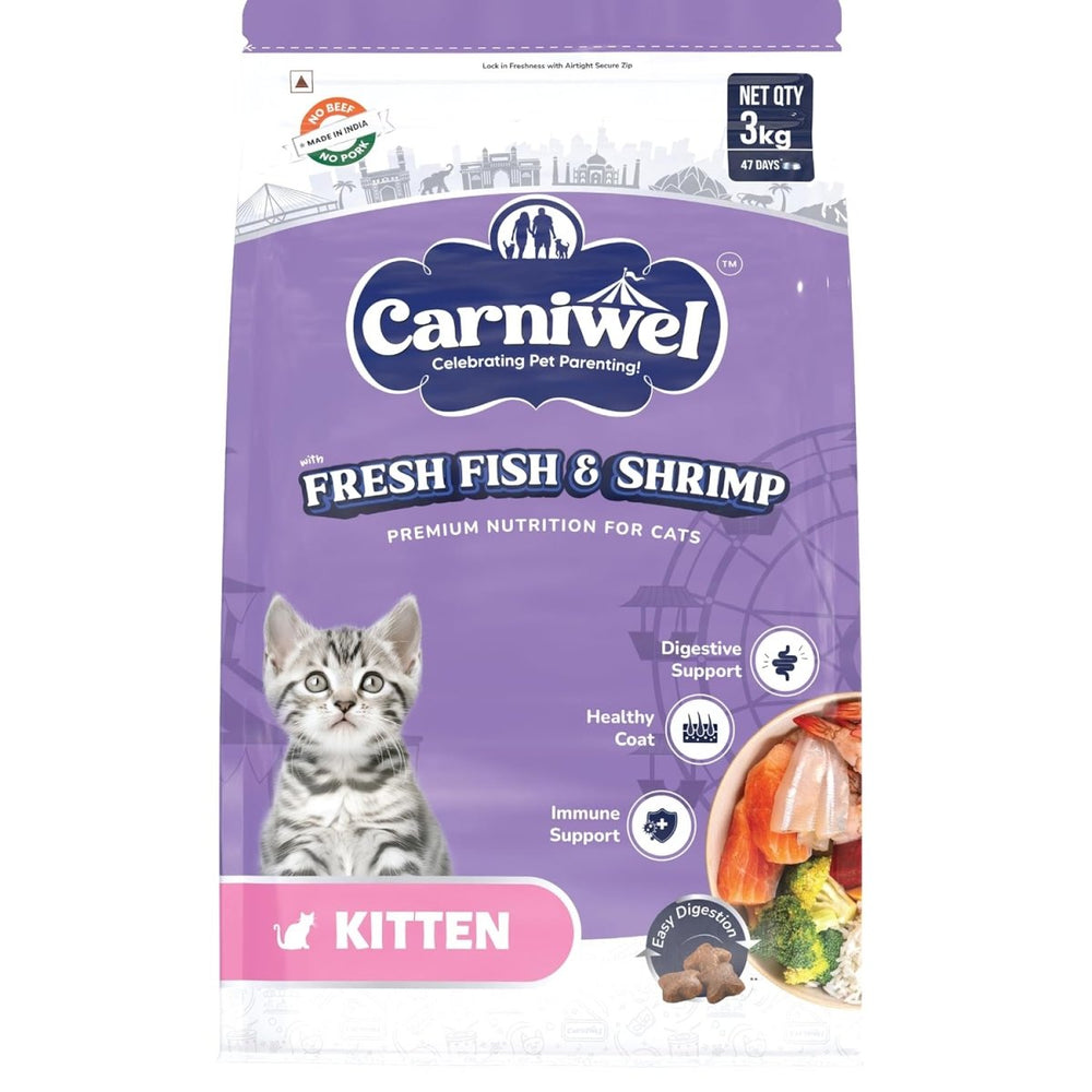 Carniwel Fresh Fish and Shrimp For Kitten Cat Dry Food - dspetstore.com