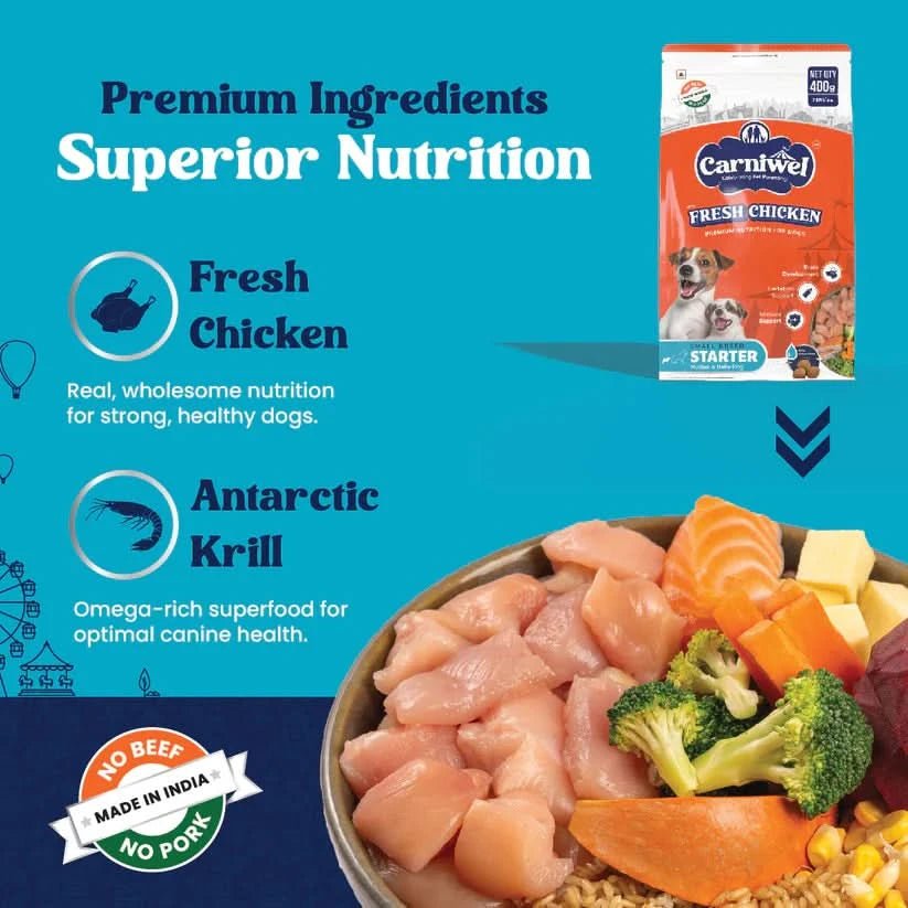 Carniwel with Fresh Chicken, Dry Dog Food for Small Dog, Starter - dspetstore.com