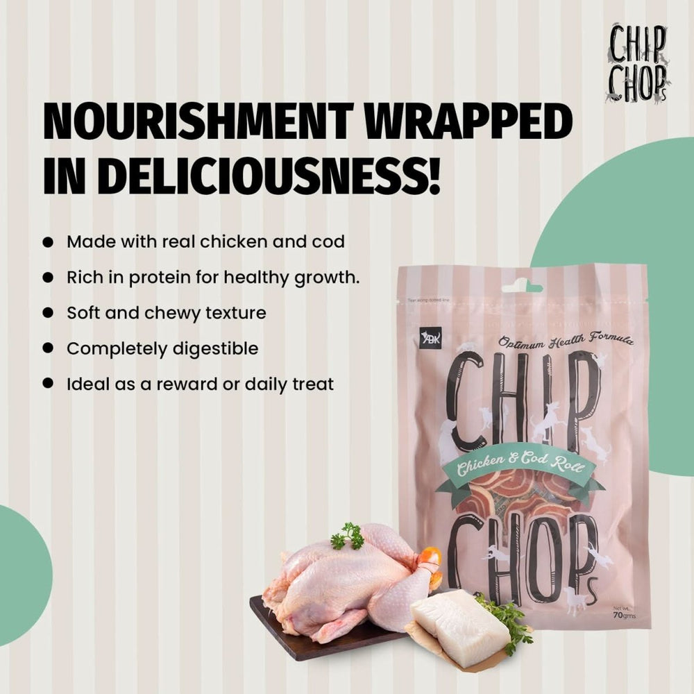 Chip Chops Chicken and Codfish Rolls Dog Treats - dspetstore.com