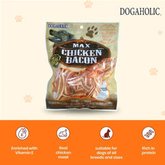 Dogaholic Max Barbeque Chicken Bacon Strips Dog Treats - dspetstore.com
