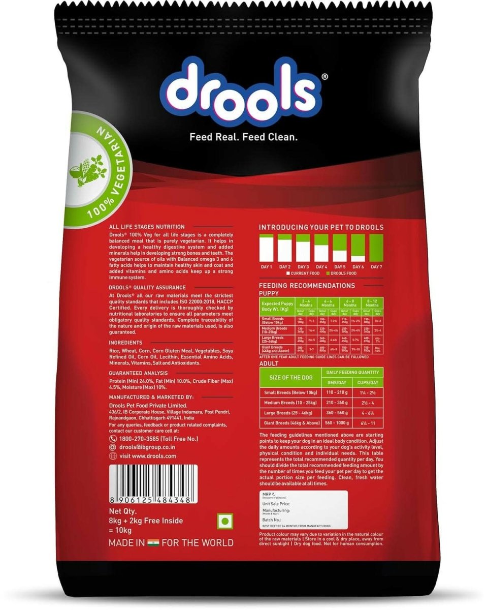 Drools 100% Vegetarian Puppy & Adult Dog Food - dspetstore.com