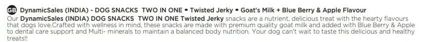 DynamicSales (India) Hypoallergenic Dog Treats – Twisted Jerky with Blueberry & Apple Flavour - dspetstore.com