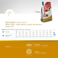 Farmina N&D Dry Cat Food Quinoa Skin & Coat - Quail Grain Free - dspetstore.com