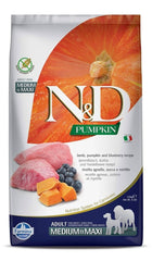 Farmina N&D Pumpkin Lamb & Blueberry Grain Free Adult Medium Maxi Dog Dry Food - dspetstore.com