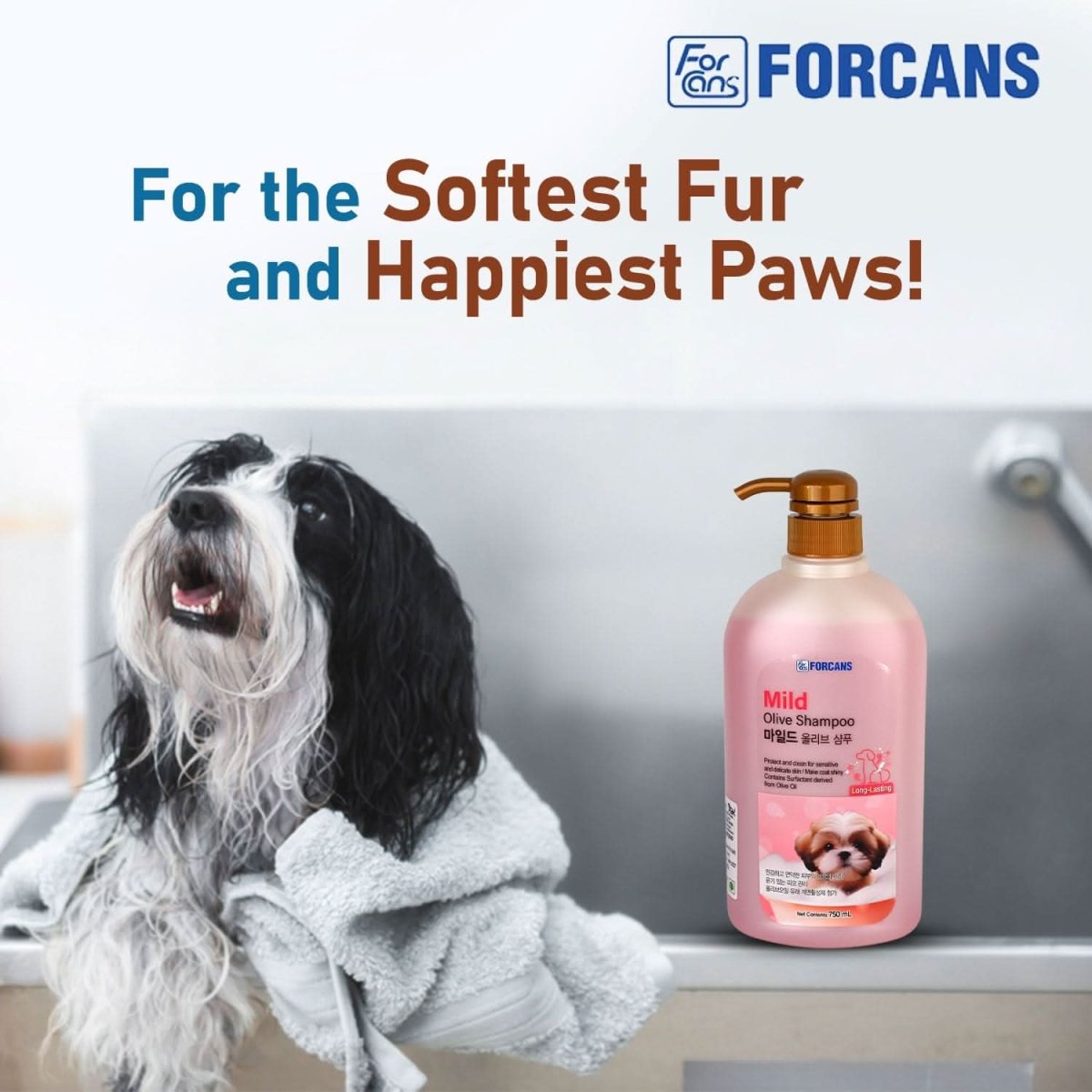 Forcans Mild Olive Shampoo for Puppies & Kitten, 750 ml - dspetstore.com