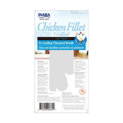 INABA Churu Chicken Fillet Chicken In Scallop Broth Cat Treats USA554A, 25 g (Pack of 1) - dspetstore.com