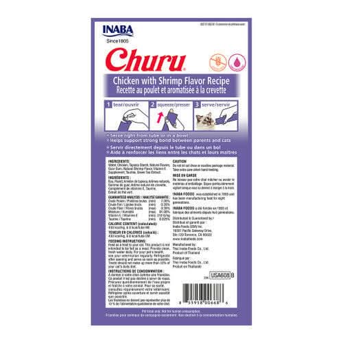 INABA Churu Chicken with Shrimp Recipe Lickable Purée Natural Cat Treats USA608A, 56 g - dspetstore.com