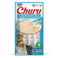 INABA Churu Tuna With Scallop Recipe Lickable Purée Natural Cat Treats USA604A, 56 g (Pack of 1) - dspetstore.com
