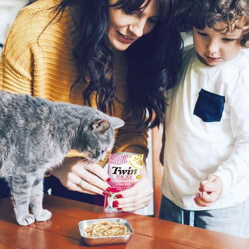 INABA Churu Twins Tuna with Chicken & Scallop Cat Treats USA803B, 80 g (Pack of 1) - dspetstore.com