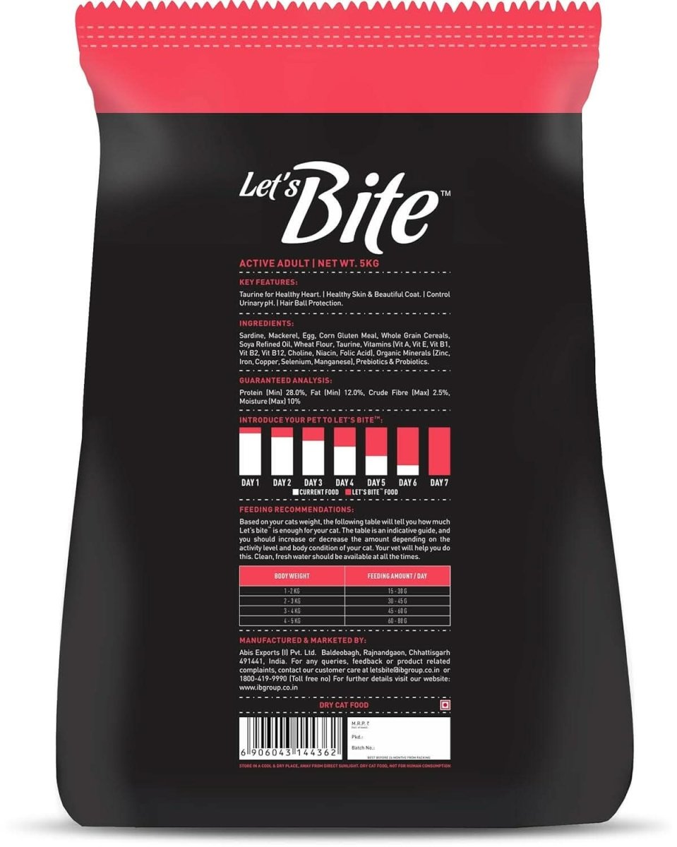 Let's Bite Active Adult Dry Cat Food - dspetstore.com