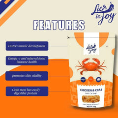 Lick in Joy Soft Cat Jerky All Life Stages Cat Treats, Chicken and Crab, 35 g - dspetstore.com