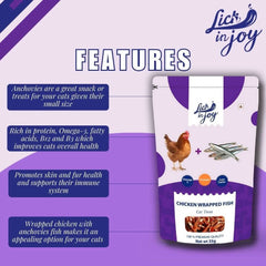 Lick in Joy Soft Cat Jerky All Life Stages Cat Treats,Chicken Wrapped Fish, 35 g - dspetstore.com