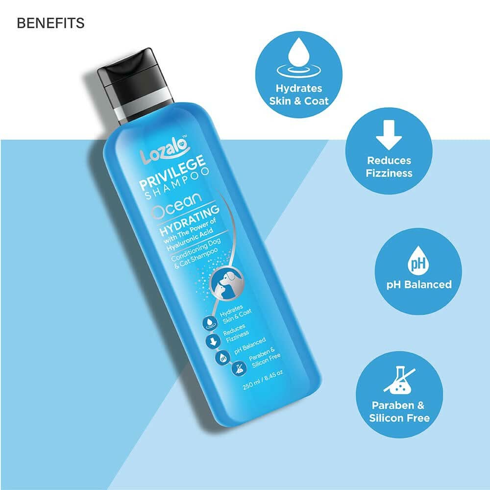 Lozalo Privilege Pet Shampoo Ocean Hydrating — For Cats & Dogs - dspetstore.com