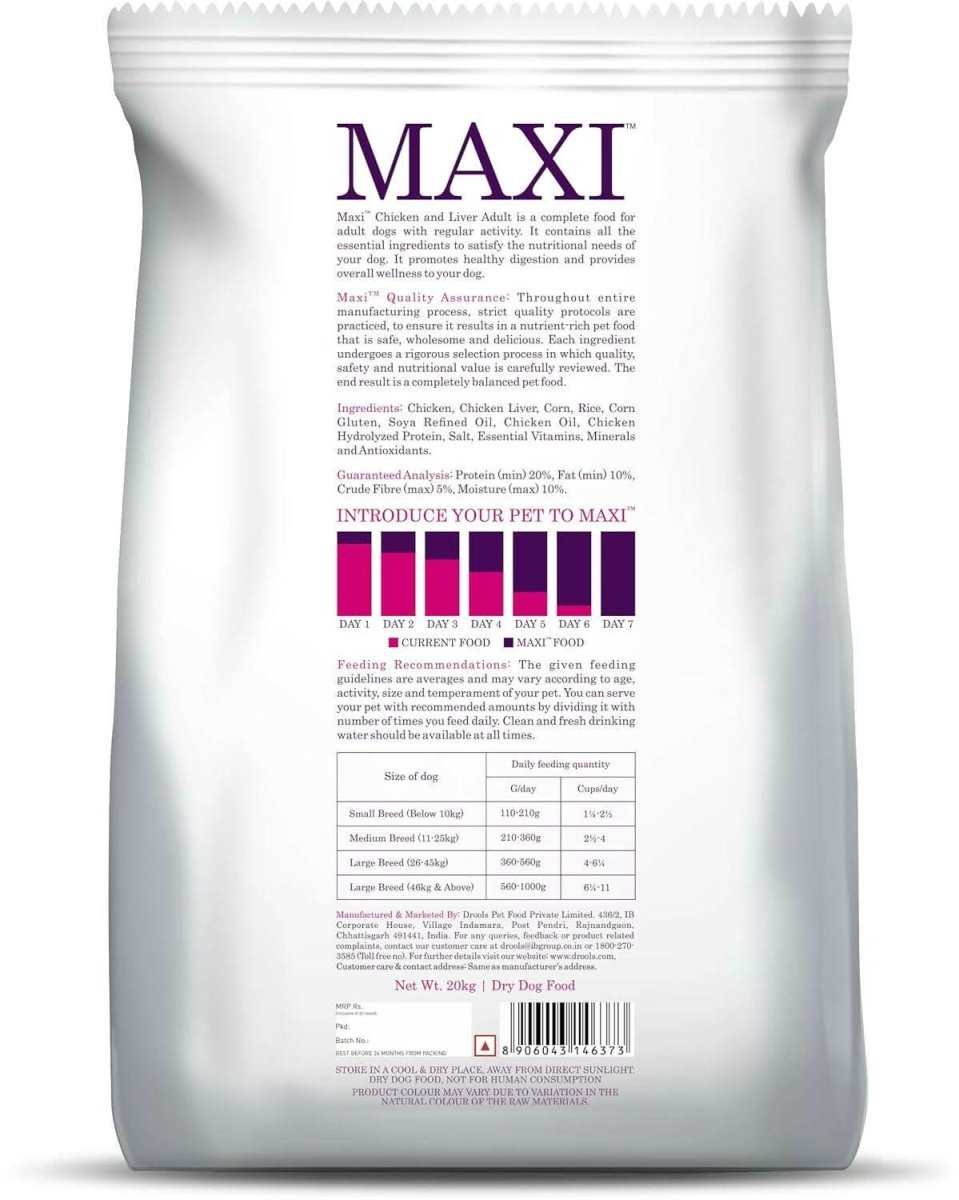 Maxi Adult Chicken and Liver Dog Dry Food - dspetstore.com