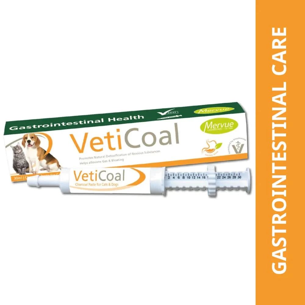 Mervue Veticoal Charcoal Paste for Dogs and Cats, For Intestinal Health, 30 ml - dspetstore.com