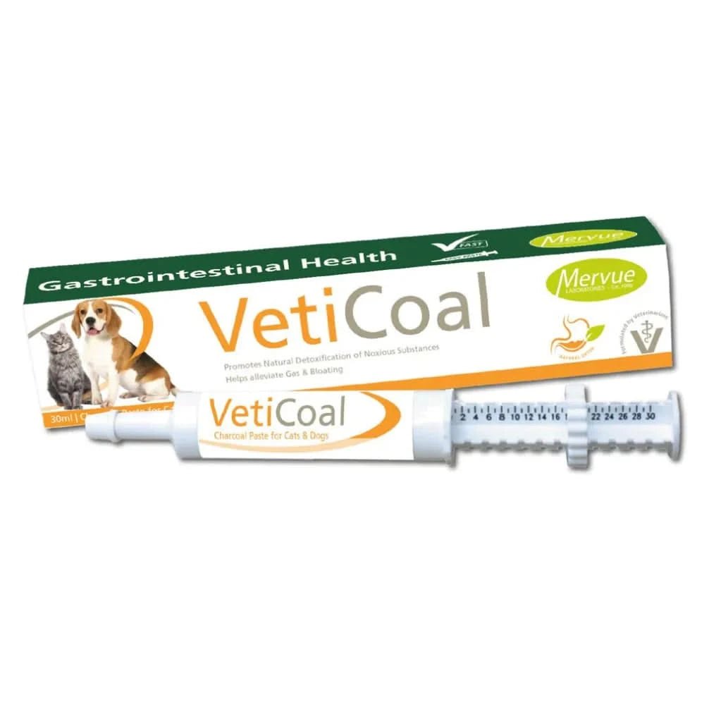 Mervue Veticoal Charcoal Paste for Dogs and Cats, For Intestinal Health, 30 ml - dspetstore.com