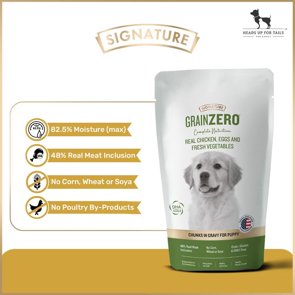 Signature Grain Zero Chicken Chunks Gravy Puppy Dog Wet Food — 150 g - dspetstore.com