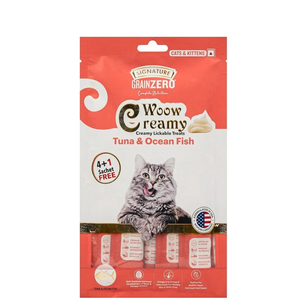 Signature Grain Zero Woow Creamy Tuna & Ocean Fish Lickable Treats for Cat & Kitten – 75 g - dspetstore.com