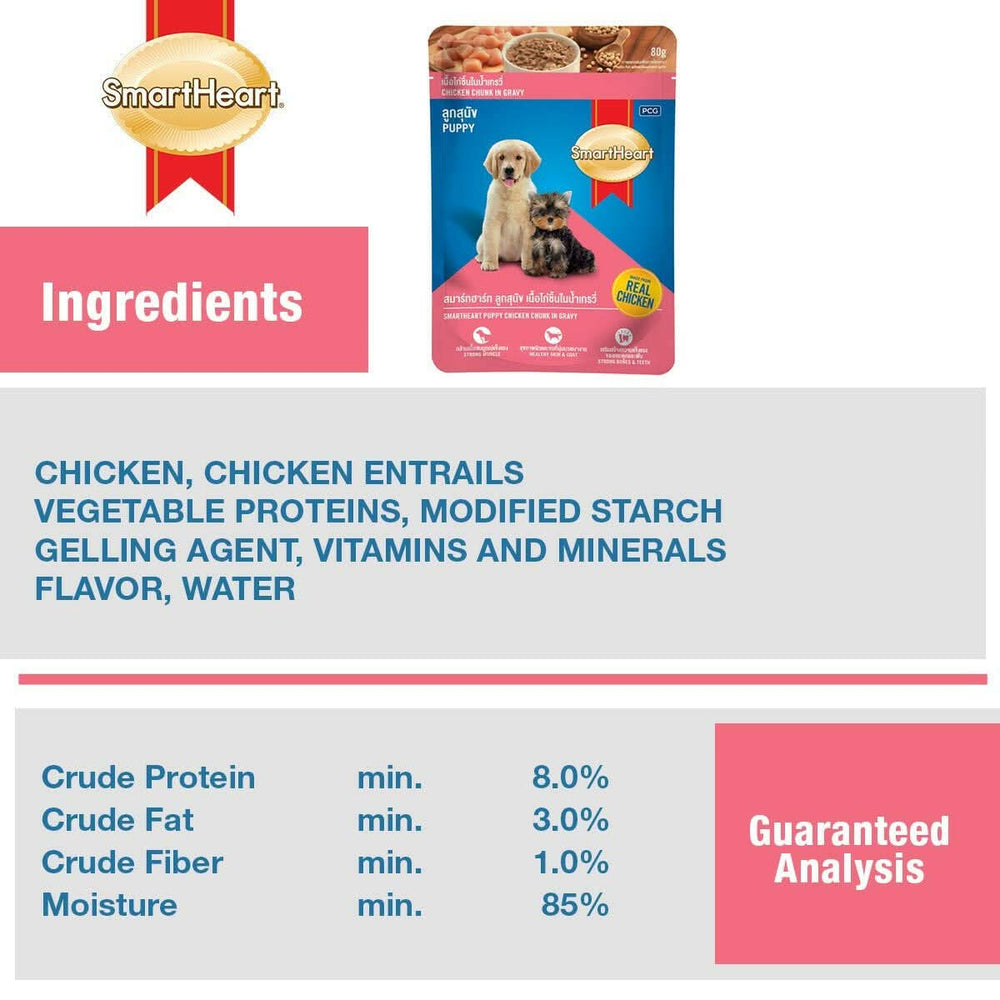 SmartHeart Chicken Chunks in Gravy Puppy Wet Food - High - Quality Protein - dspetstore.com