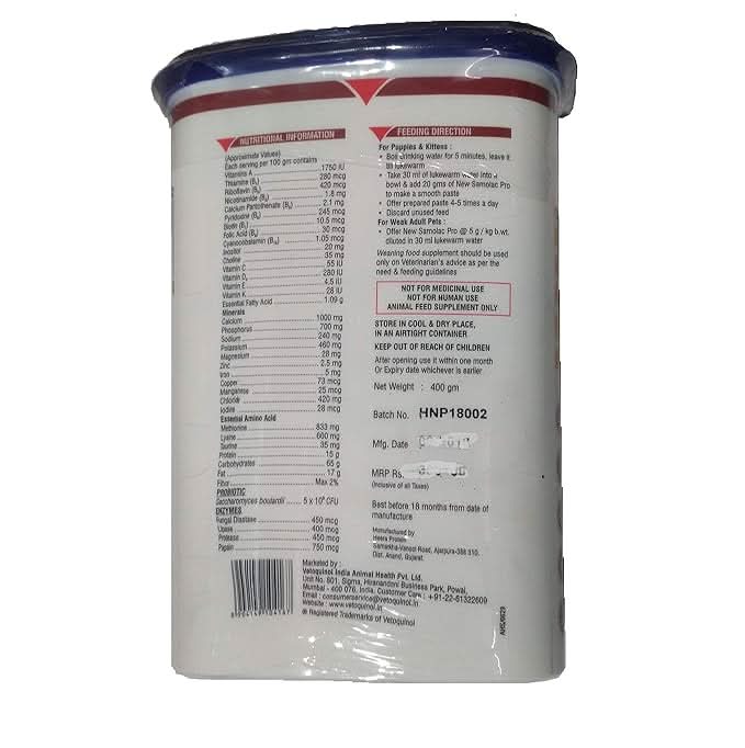 Vetoquinol Samolac Pro Weaning Supplement for Dogs and Cats - 400g - dspetstore.com