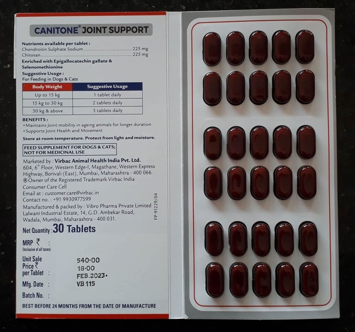 Virbac Canitone Tablets Calcium Supplement for Dogs and Cats (Pack of 30 tablets) - dspetstore.com