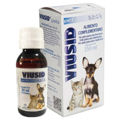 Viusid pet supplement bottle and packaging on a white background