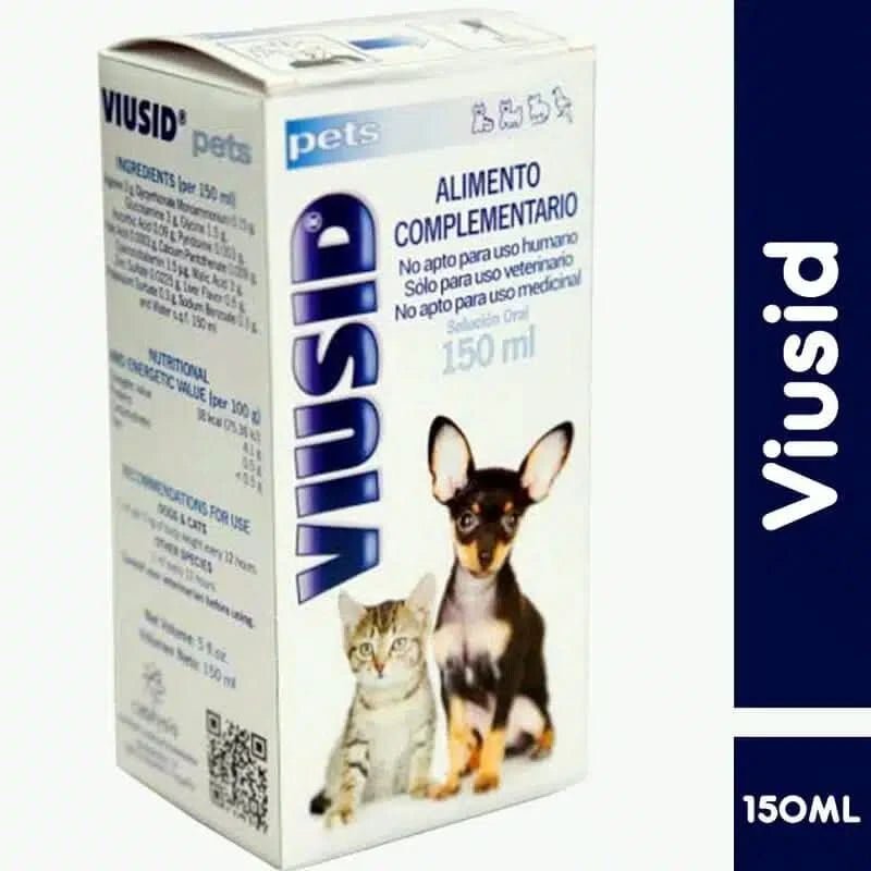 Viusid pets supplement box with a cat and dog illustration on a white background