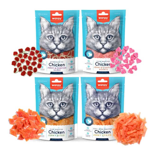 Wanpy Cat Treats Soft Oven Roasted Chicken Jerky Bites – 80g - dspetstore.com