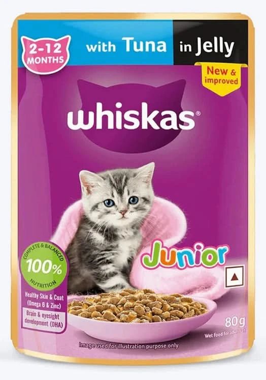 Whiskas Junior with Tuna in Jelly cat food package for 2-12 months