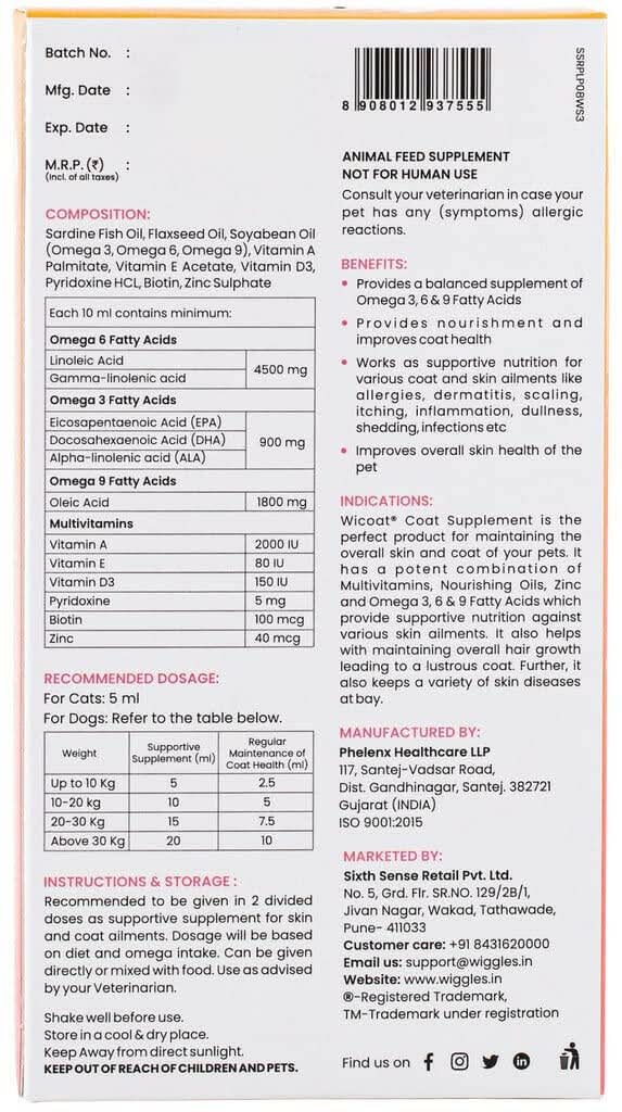 Wiggles Wicoat Syrup for Dogs & Cats - dspetstore.com