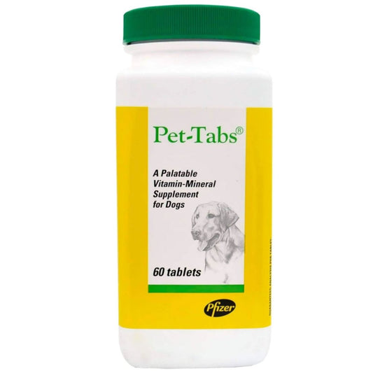 Pet-Tabs vitamin-mineral supplement for dogs on a white background