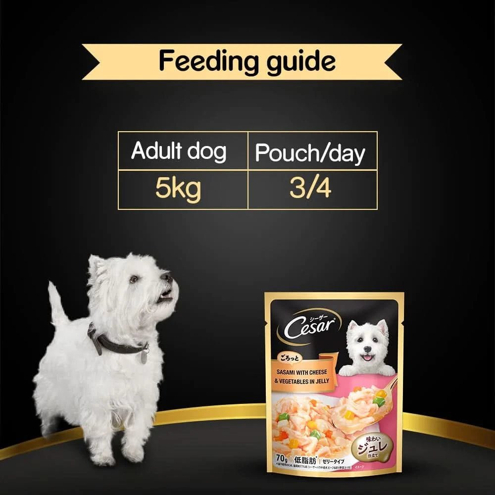 Cesar Wet Dog Food Sasami with Cheese & Vegetables in Jelly - dspetstore.com
