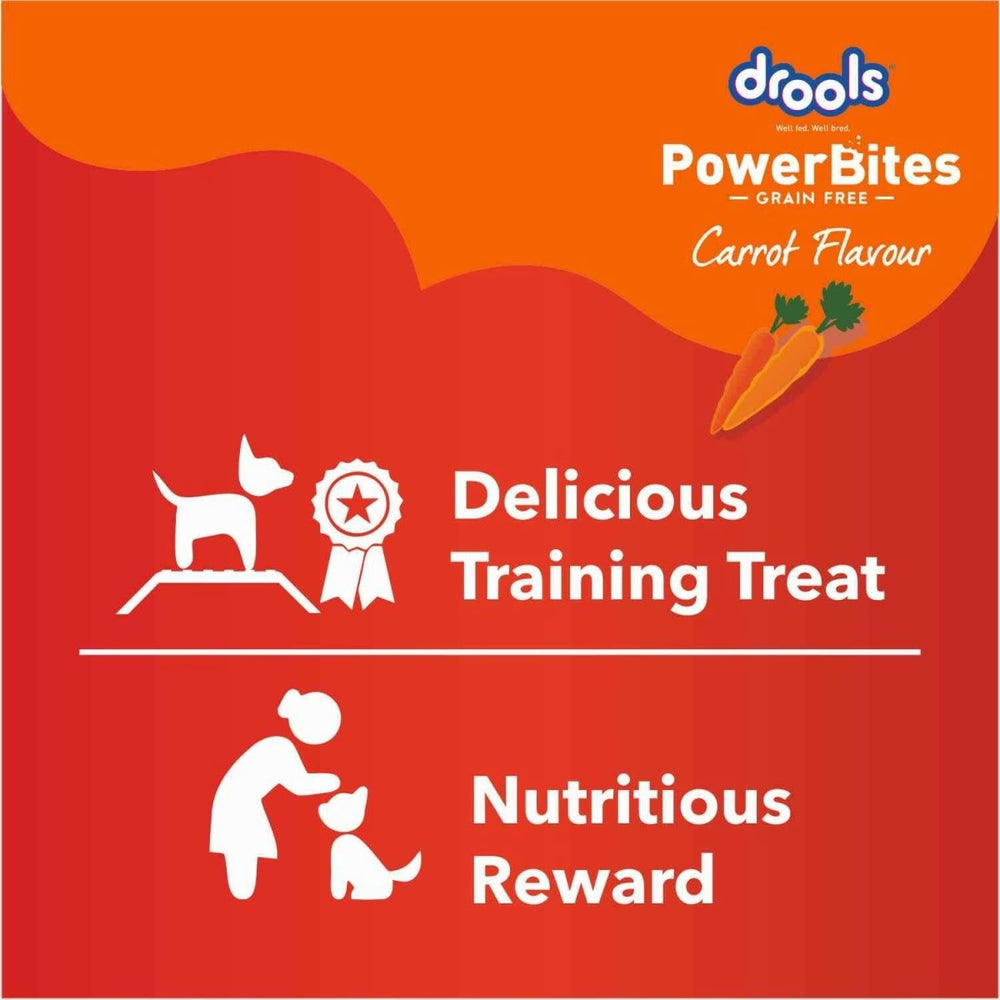 Drools Power Bites Carrot Flavour Dog Treats 135 g - dspetstore.com
