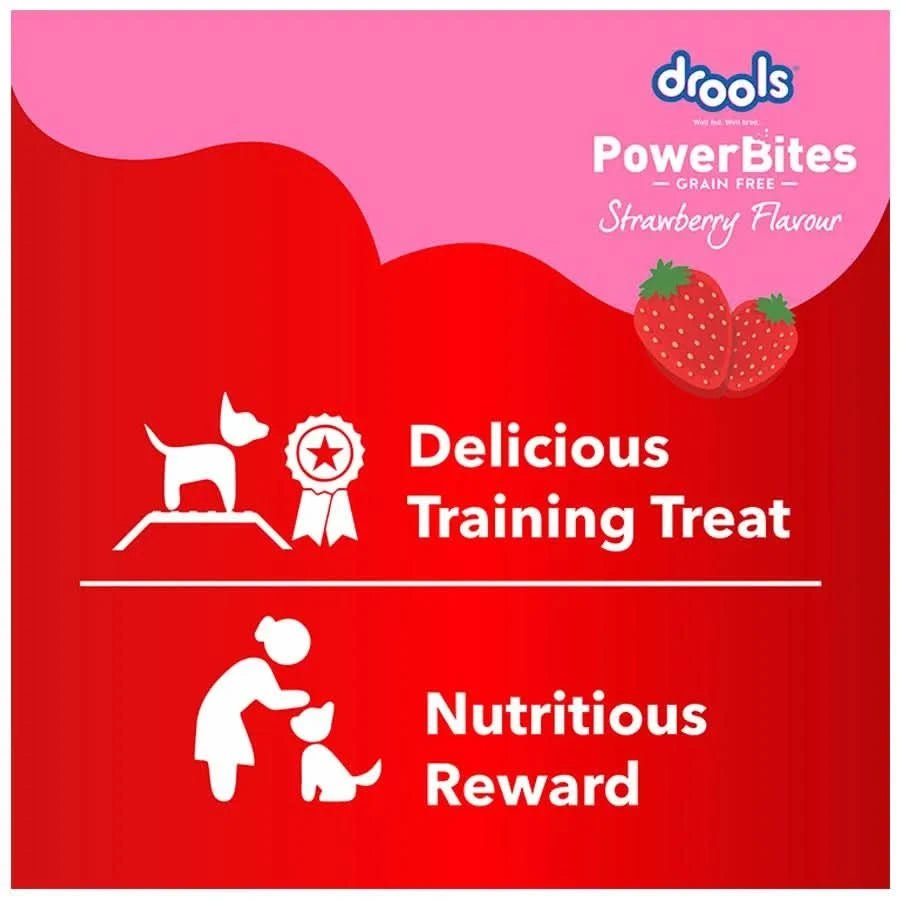 Drools Power Bites Strawberry Flavour – Real Chicken, Dog Treats,135 g - dspetstore.com