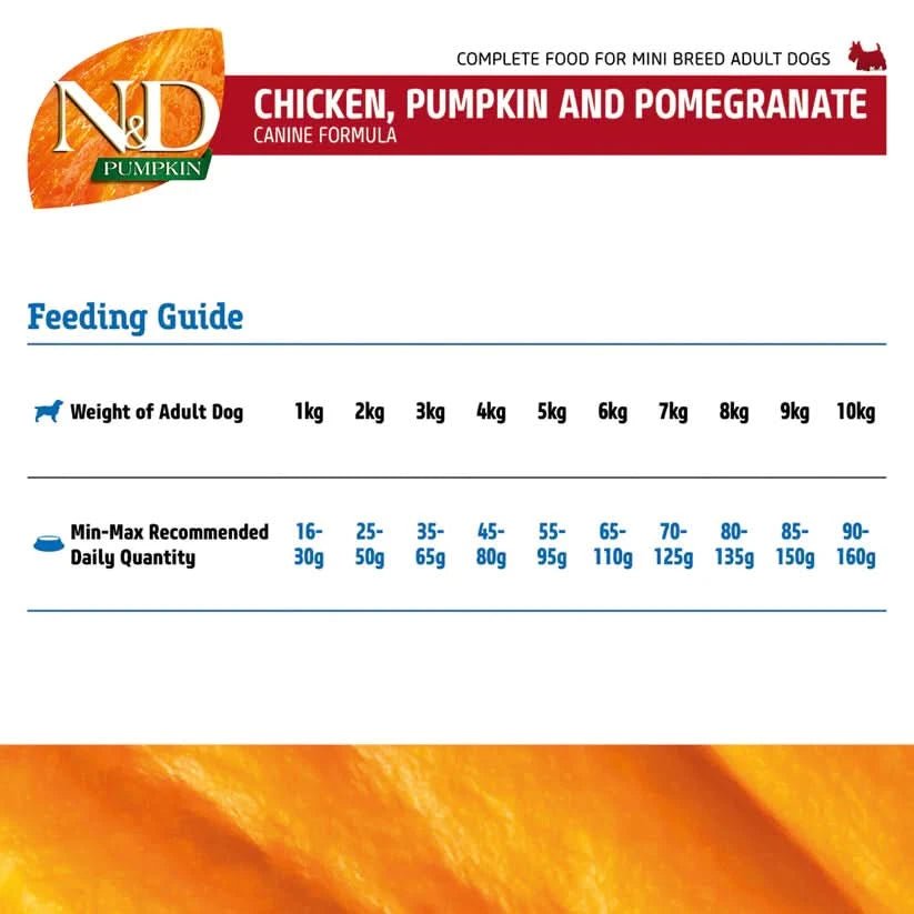 Farmina N&D Adult Mini Dry Dog Food Pumpkin Chicken & Pomegranate Grain Free - dspetstore.com