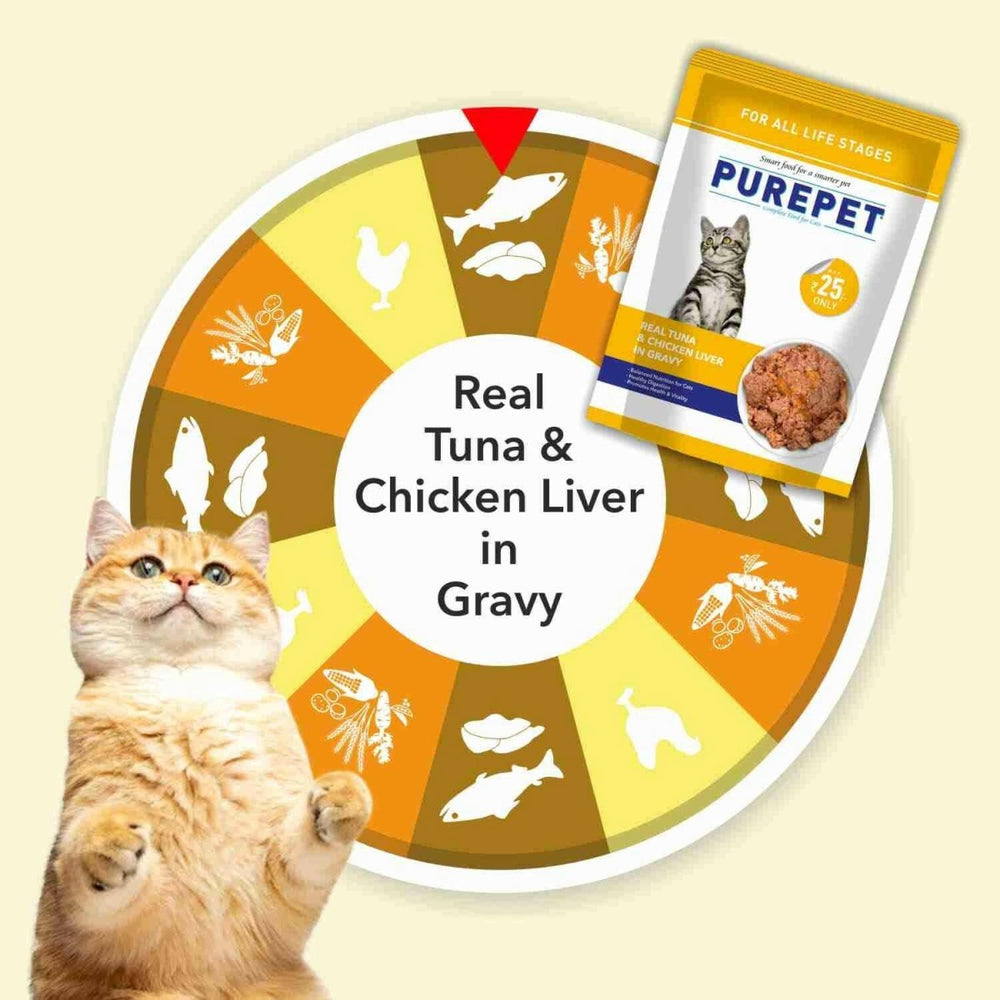 Purepet Real Tuna & Chicken Liver in Gravy Cat Wet Food – 50g - dspetstore.com