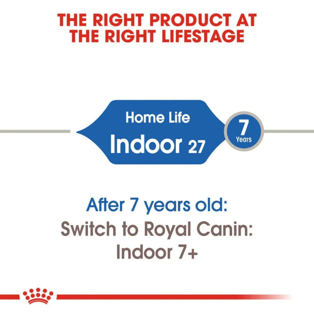 Royal Canin cat food label for indoor cats over 7 years old