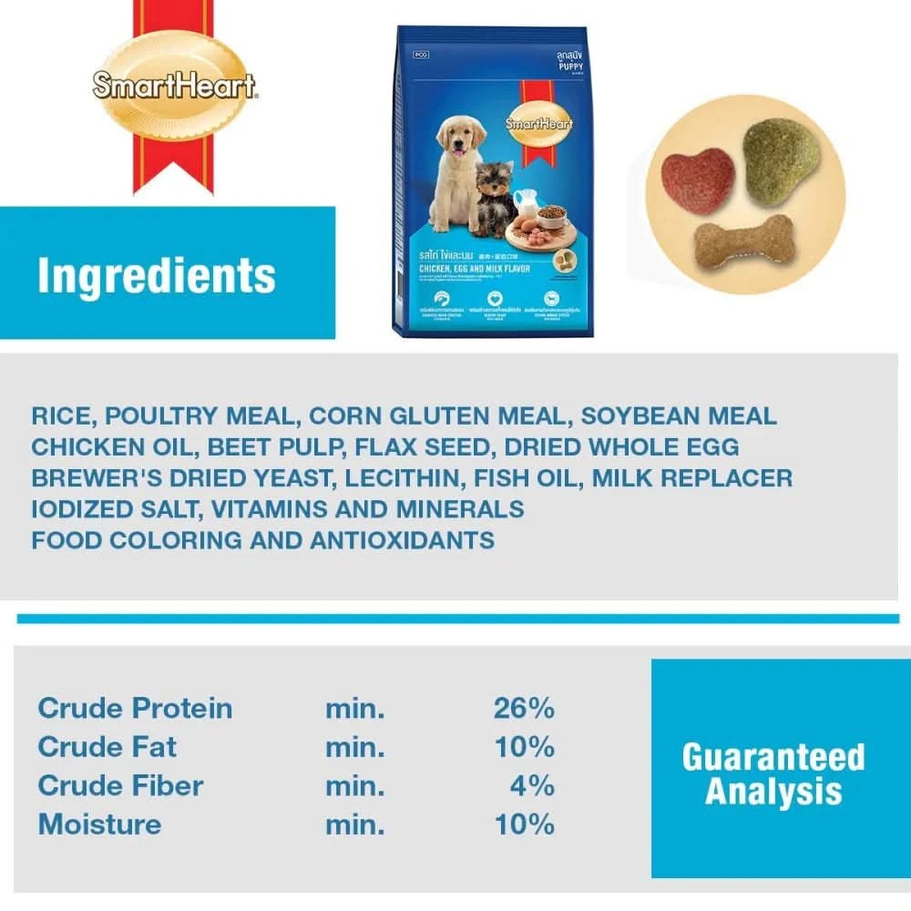 Smart Heart Puppy Dry Dog Food Chicken Egg and Milk - dspetstore.com